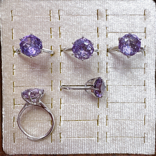 925 Silver Faceted Peridot Amethyst Ring Crystal Healing Bulk Wholesale