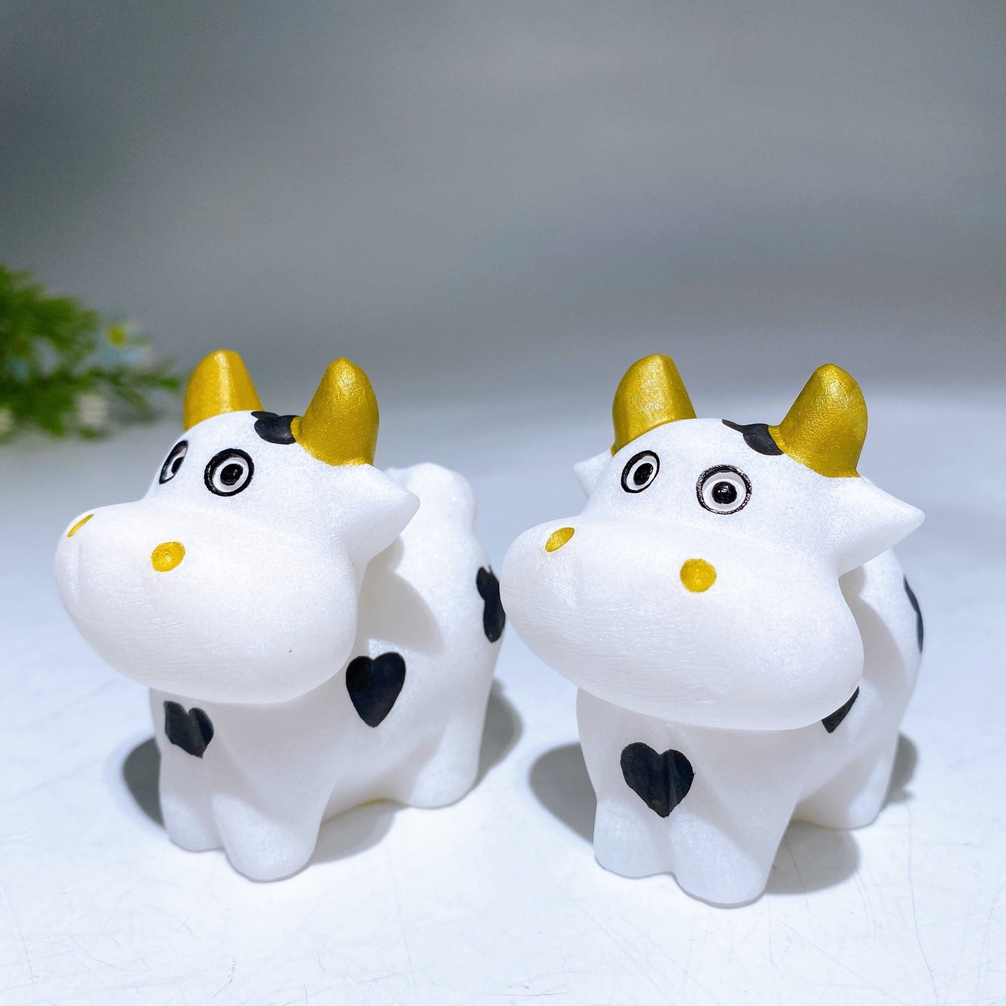 2.4" White Jade Cow Carving For Decoration Wholesale