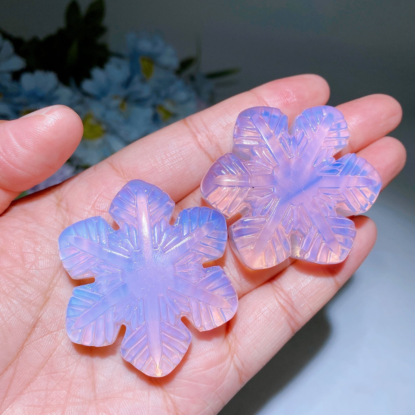 1.9" Opalite Snowflake Carving Crystal Healing Bulk Wholesale
