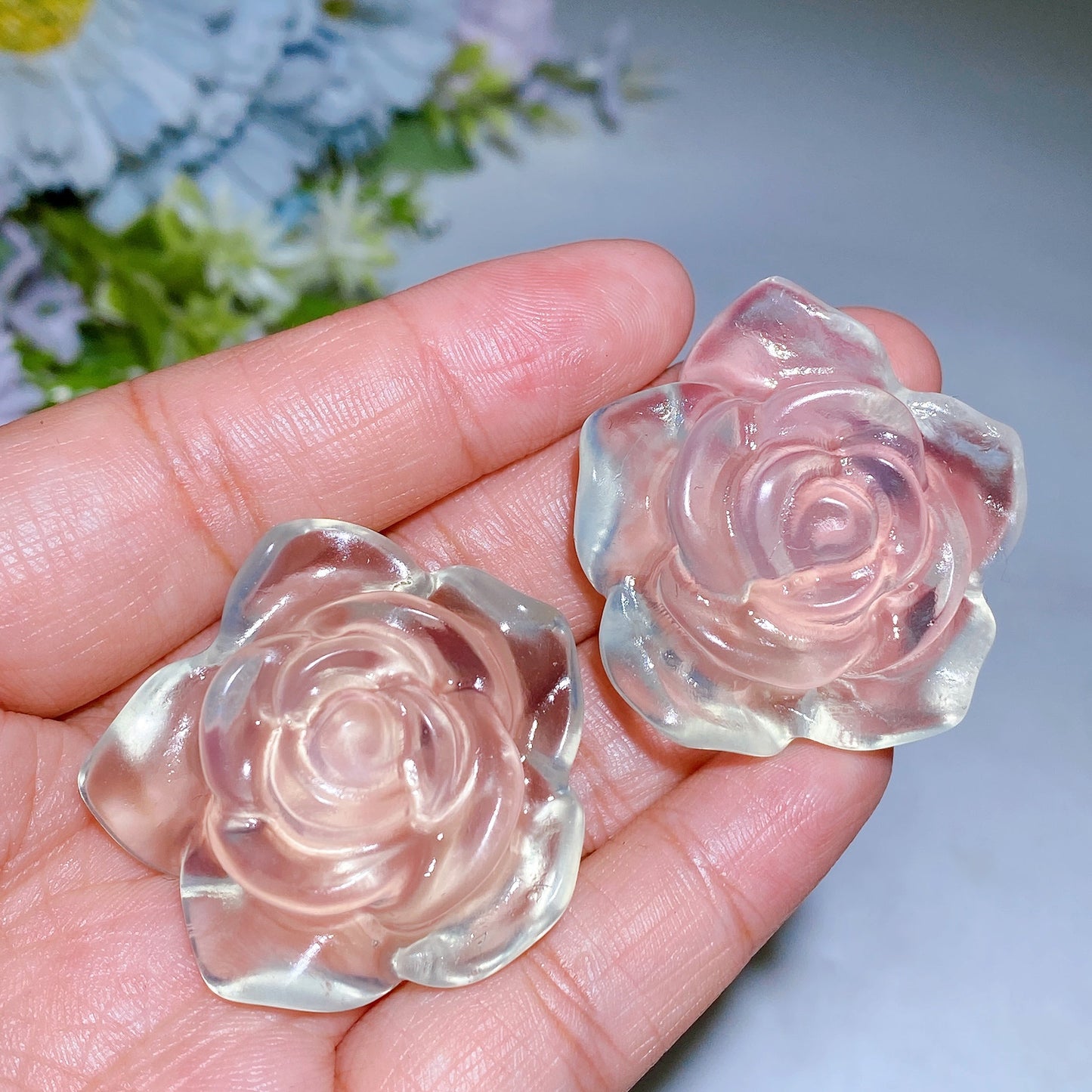 1.5" Opalite Flower Carving Crystal Healing Bulk Wholesale