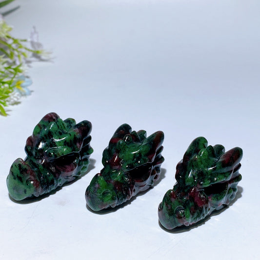 1.9" UV Reactive Ruby In Zoisite Dragon Head Carving Crystal Healing Bulk Wholesale
