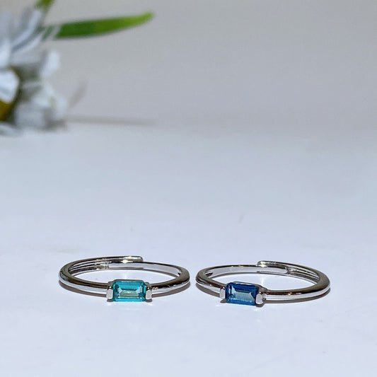 Cooper Silver Plated Blue Topaz Ring Crystal Healing Bulk Wholesale