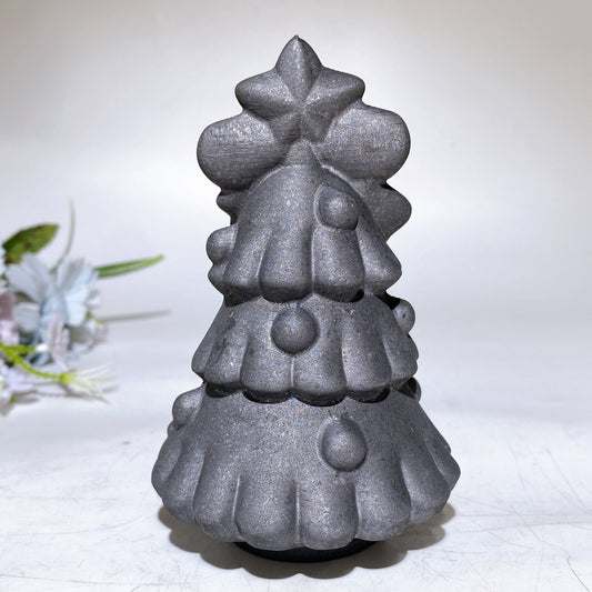 4.6" Schungite Christmas Tree Carving Crystal Healing Bulk Wholesale