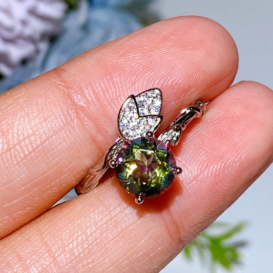 Cooper Silver Plated Multi Topaz Ring Crystal Healing Bulk Wholesale