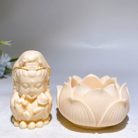 Ivory Nut Guanyin Lotus Flower Stand Carving Crystal Healing Bulk Wholesale