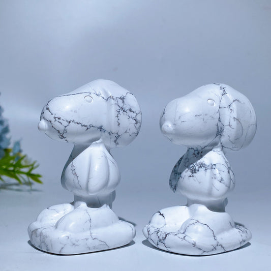 2.5" Howlite Snoopy Carving Crystal Healing Bulk Wholesale