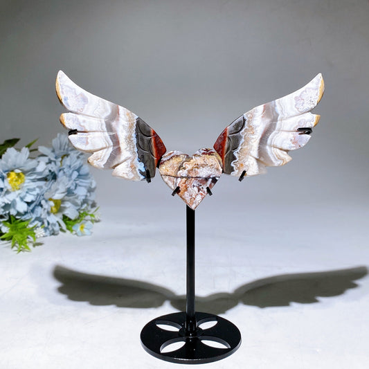 Mookite Mexican Onyx Wings Heart Carving with Stand Crystal Healing Bulk Wholesale