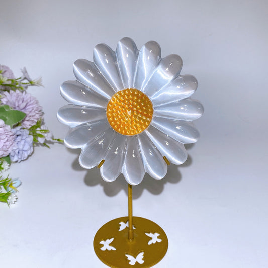 4.7" Selenite Flower Carving with Stand Crystal Healing Bulk Wholesale