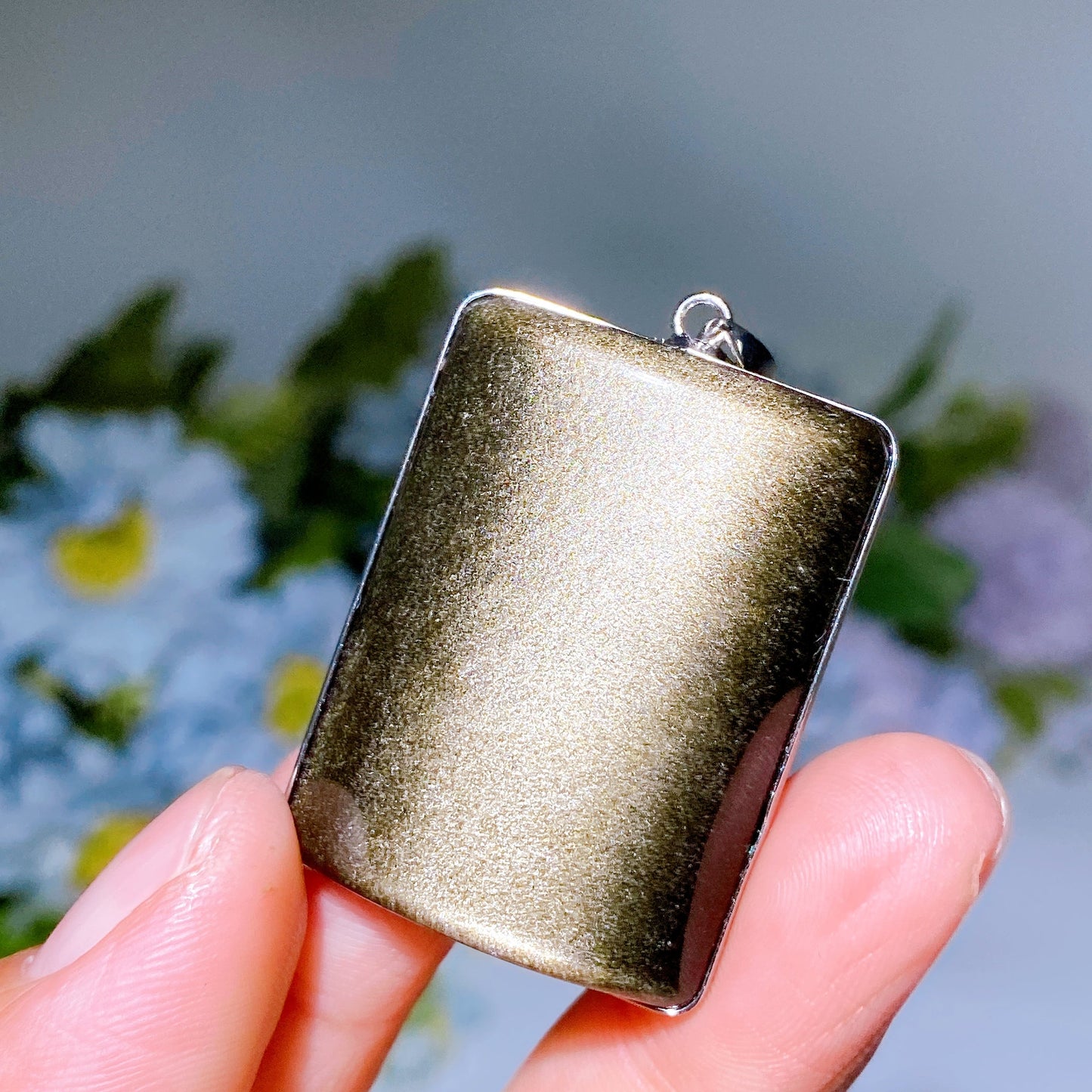 Golden Obsidian Square Pendant Crystal Healing Bulk Wholesale