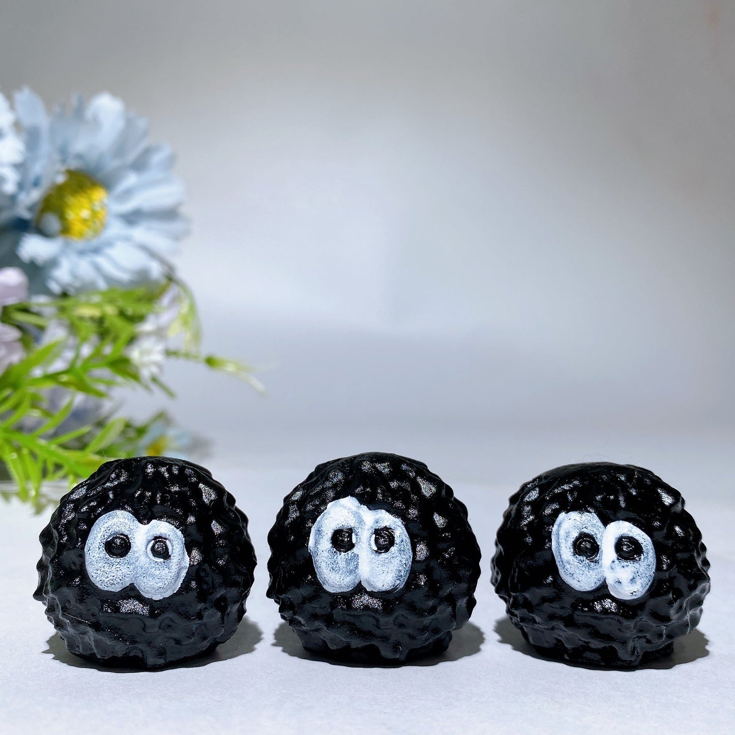 1.3" Black Obsidian Soot Spirities Carving Crystal Healing Bulk Wholesale