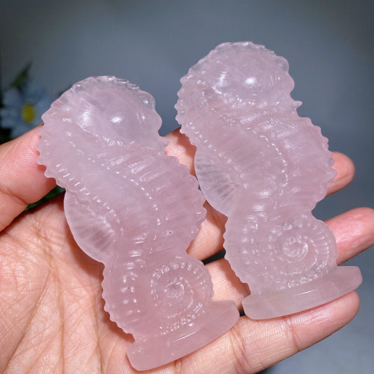 3.2" Rose Quartz Hippocampus Carving Valentine's Day Gift Crystal Healing Bulk Wholesale