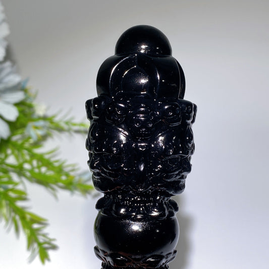 4.6"-5.9" Black Obsidian Vajra Carving Crystal Healing Bulk Wholesale
