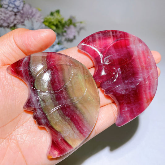 2.9" Fluorite Moon Face Carving Crystal Healing Bulk Wholesale
