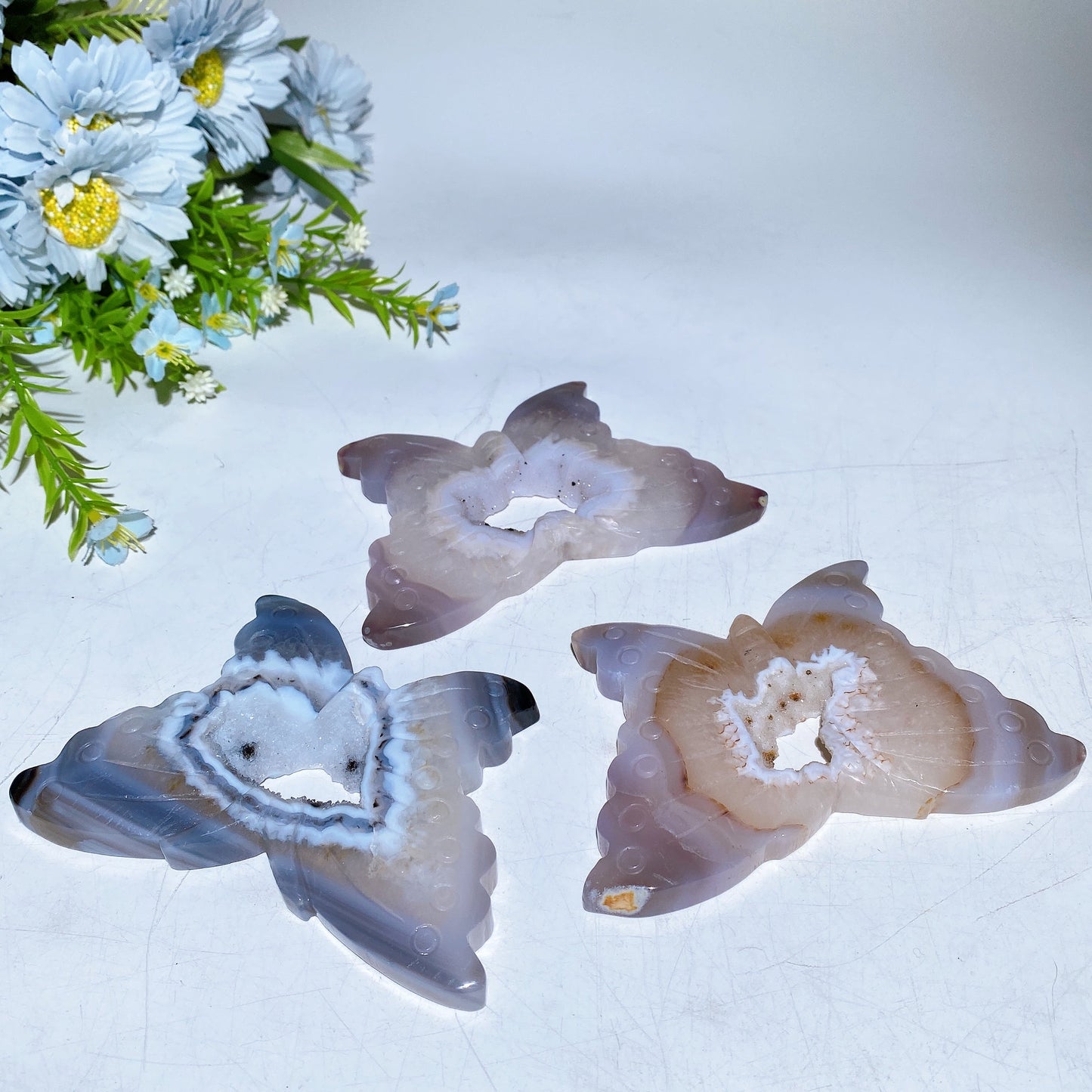 12cm Druzy Soft Candy Agate Butterfly Carving Crystal Healing Bulk Wholesale