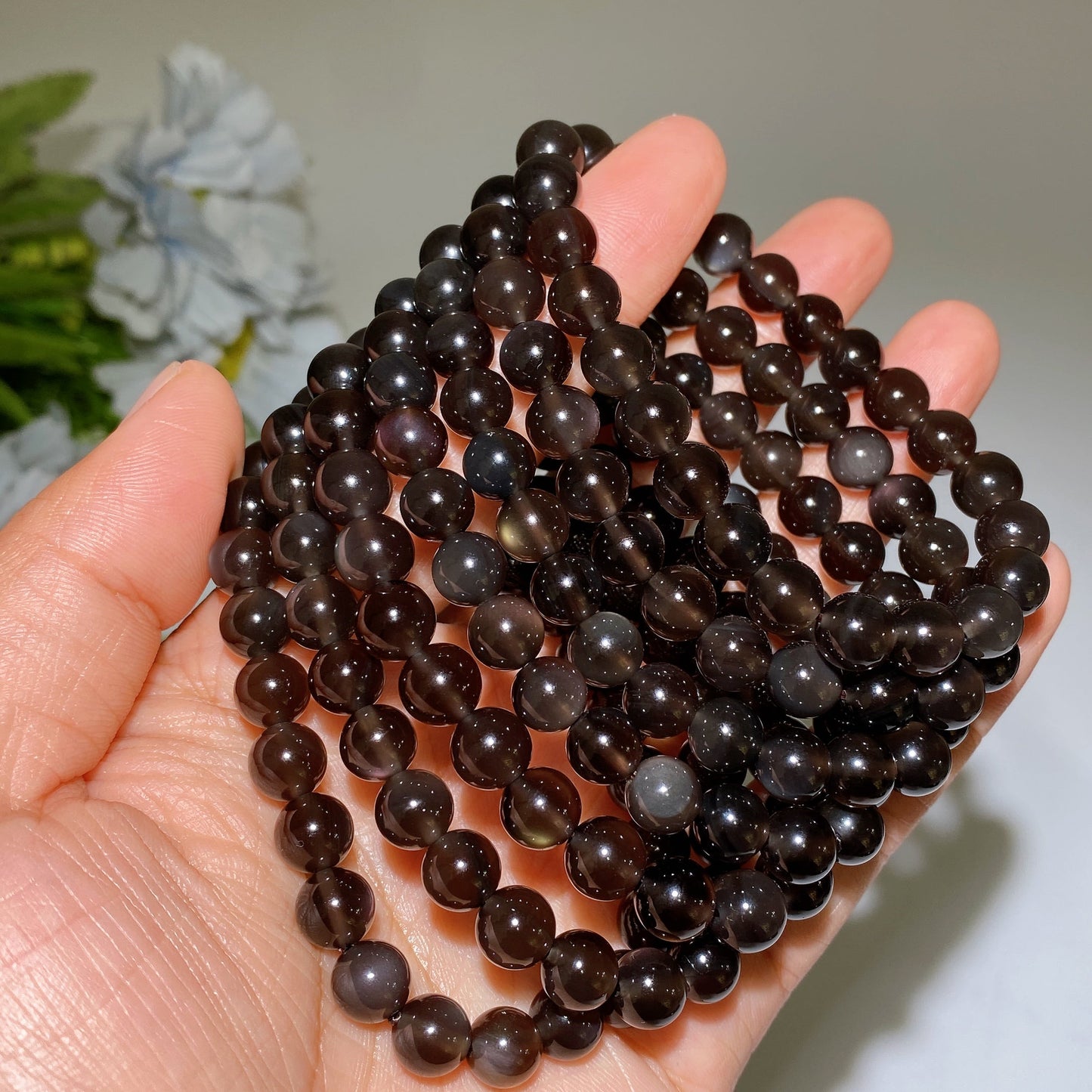 8mm Rainbow Ice Obsidian Bracelet Crystal Healing Bulk Wholesale