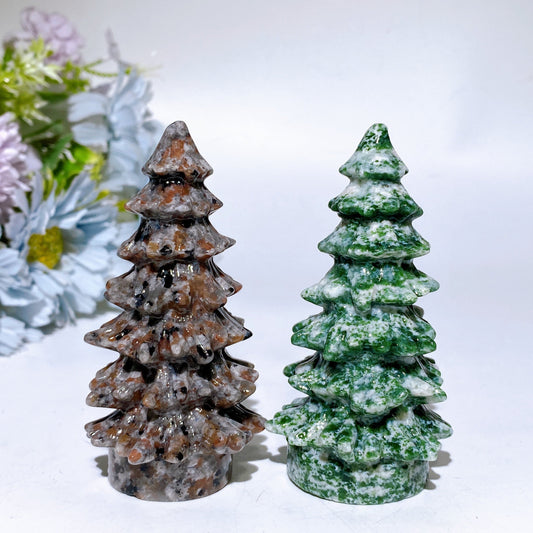 3.7" Crystal Christmas Tree Carving Crystal Healing Bulk Wholesale