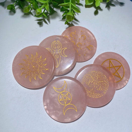 2.15" Rose Quartz Slab with Chakra Printing Bulk Wholesale