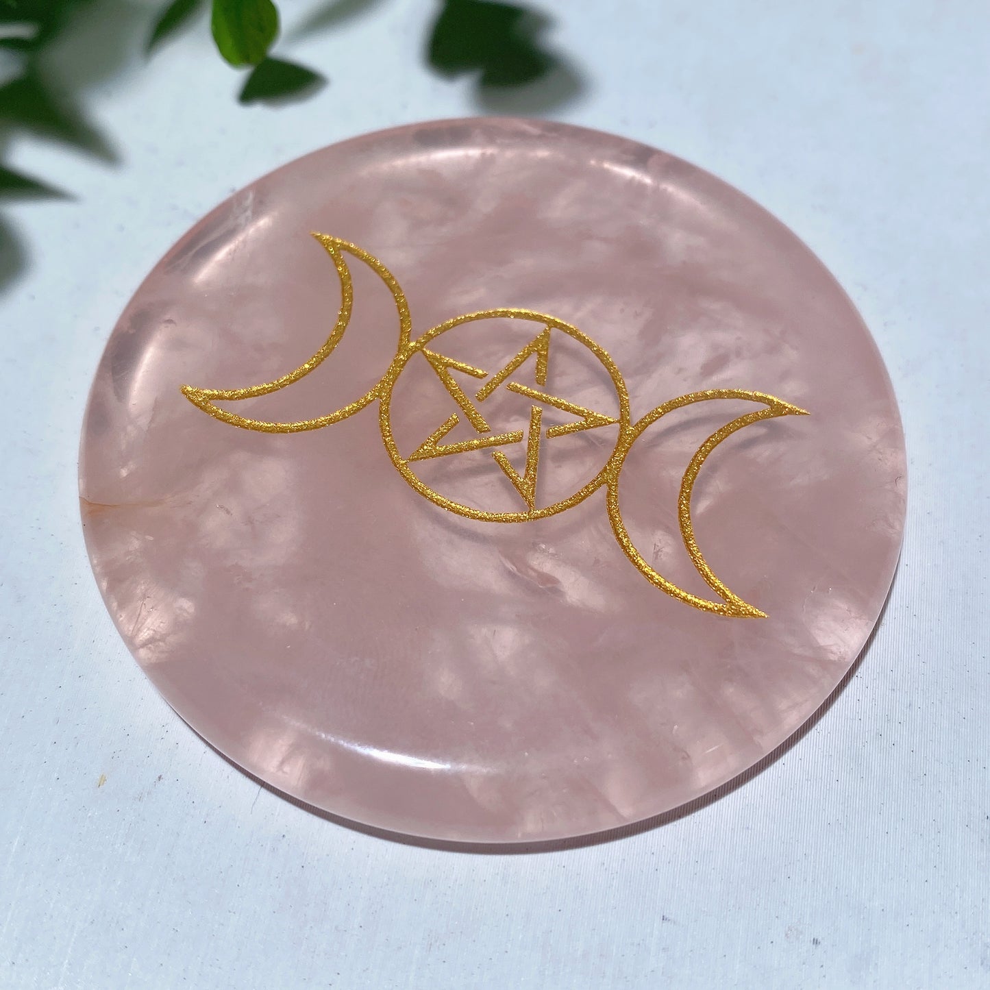 2.15" Rose Quartz Round Slab with Chakra Printing Bulk Wholesale