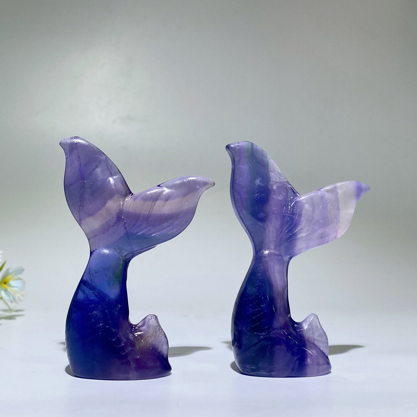 3.2" Purple Fluorite Fish Tail Carving Crystal Healing Bulk Wholesale
