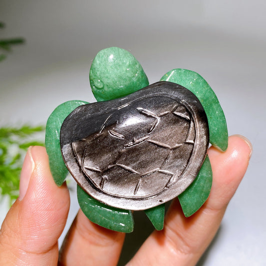2.0"-2.2" Crystal Turtle with Green Aventurine Base Crystal Healing Bulk Wholesale