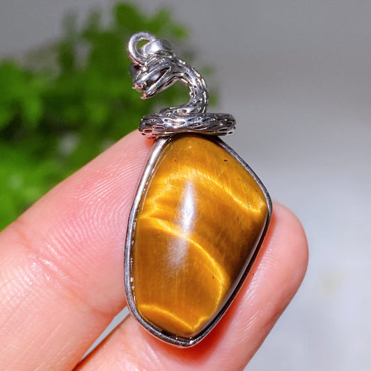 Crystal Pendant with Silver Snake Decor Crystal Healing Bulk Wholesale
