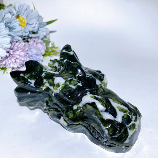 14cm Serpentine Dragon Head Carving Crystal Healing Bulk Wholesale