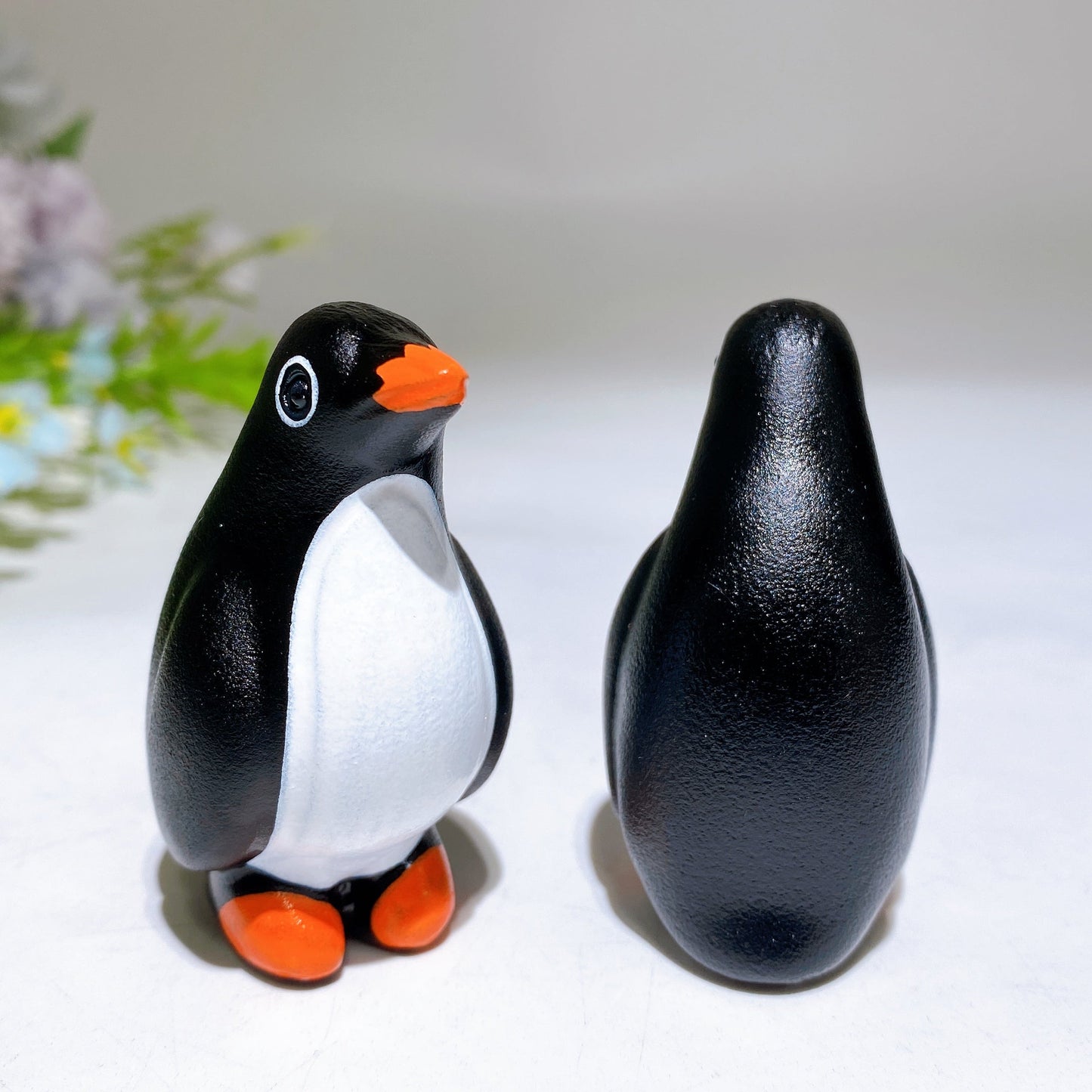 2.4" Black Obsidian Penguin Carving with Printing Crystal Healing Bulk Wholesale
