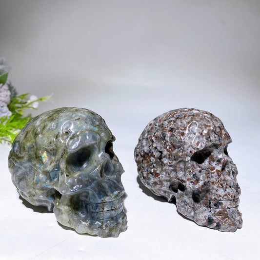 3.7"-3.9" Yooperlite Labradorite Skull Carving Crystal Healing Bulk Wholesale