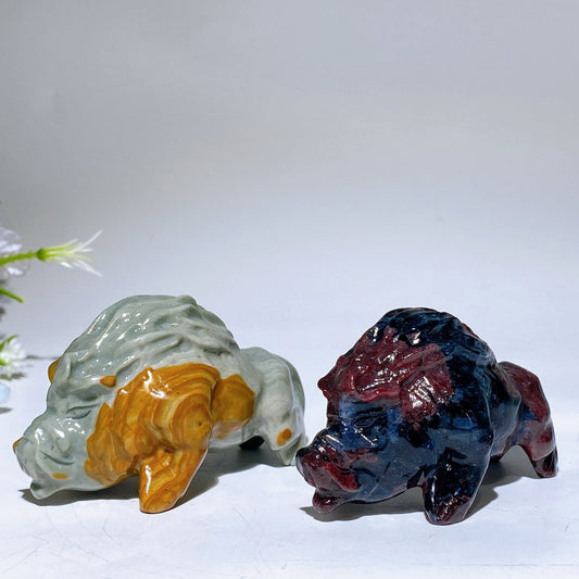 3.0" Jade Astrophylite Wild Boar Carving Crystal Healing Bulk Wholesale