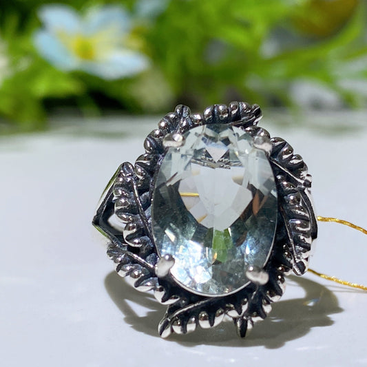 S925 Green Amethyst Ring Crystal Healing Bulk Wholesale