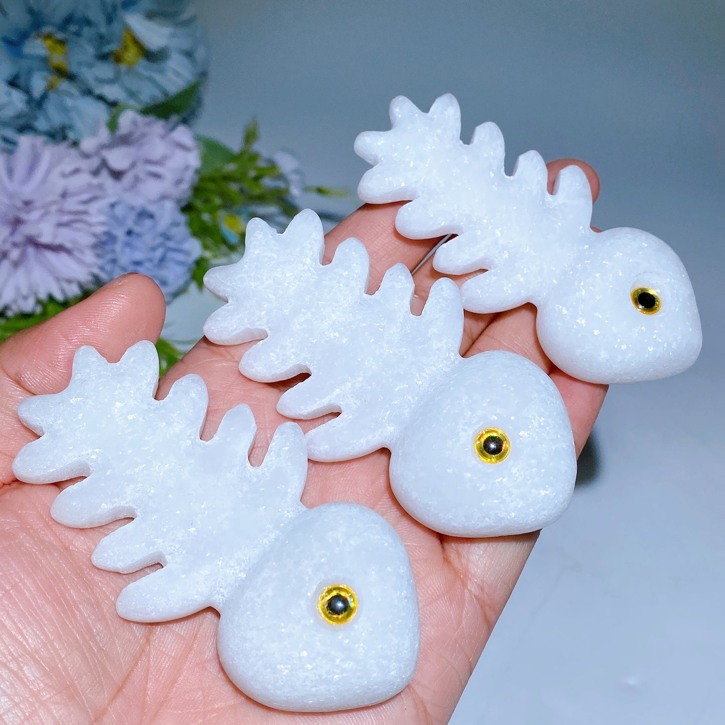 3.1" White Jade Fish Bone Carving Crystal Healing Bulk Wholesale