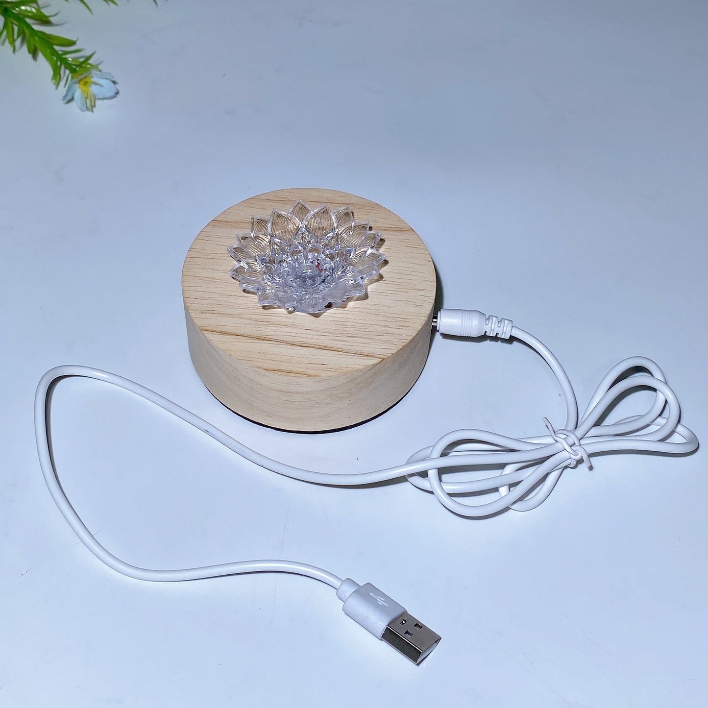 Wooden Lotus Spinning Lamp Stand Crystal Healing Bulk Wholesale