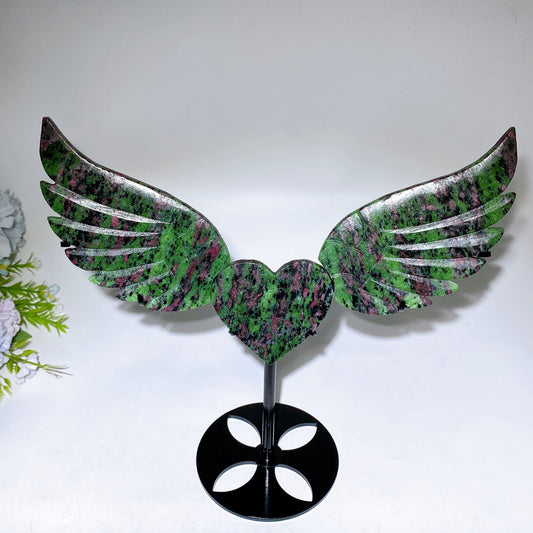 Crystal Heart Wings Carving with Stand Crystal Healing Bulk Wholesale