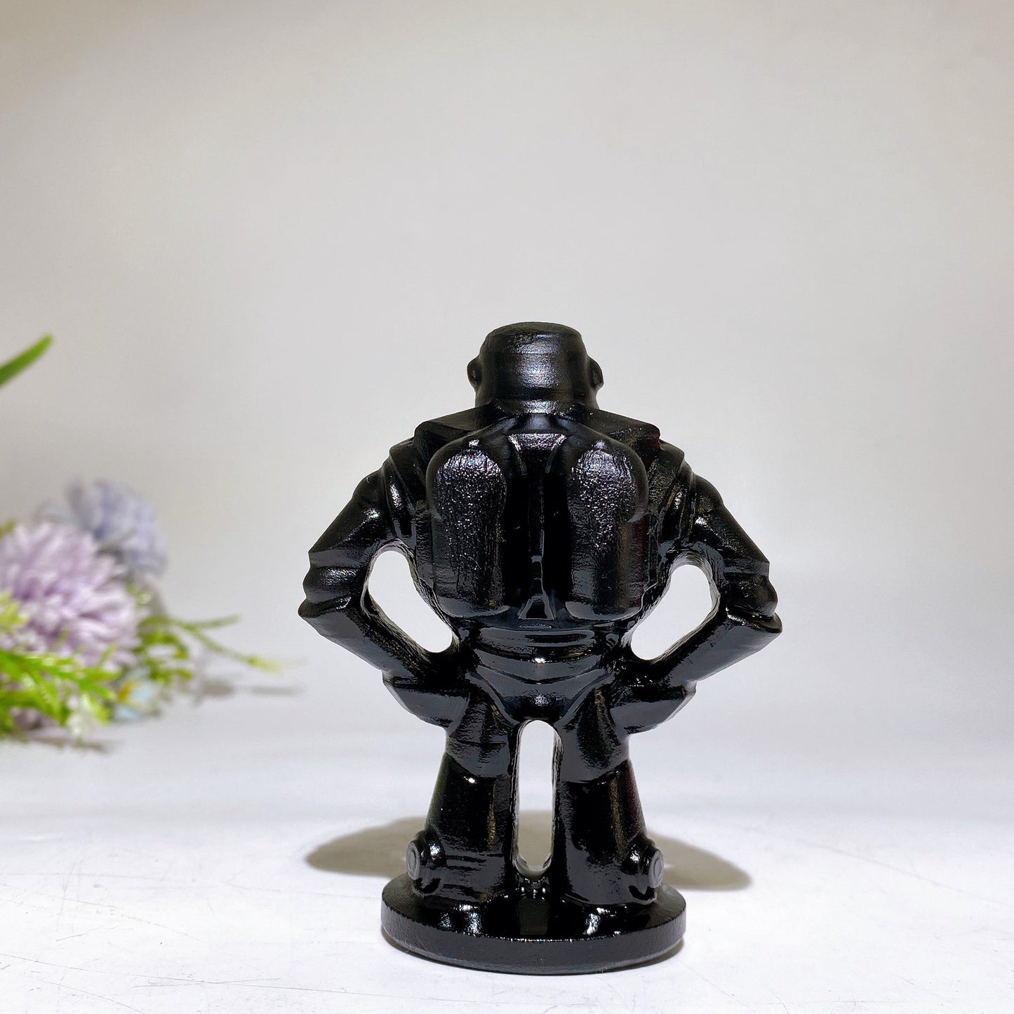 3.4" Black Obsidian Buzz Lightyear Carving Crystal Healing Bulk Wholesale