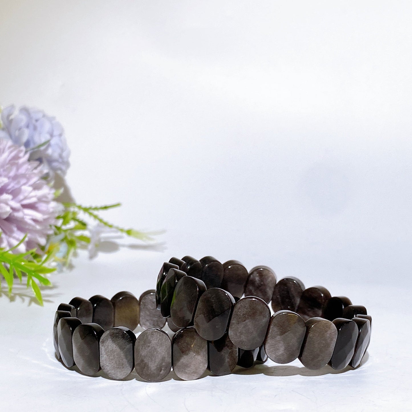 Faceted Silver Obsidian Bangle Crystal Healing Bulk Wholesale