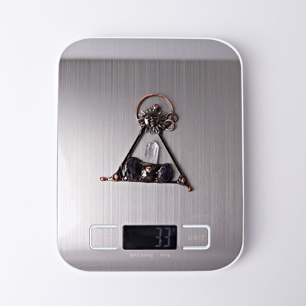 2.8" Clear Quartz Amethyst Sun Vintage Pendant Wholesale Crystals