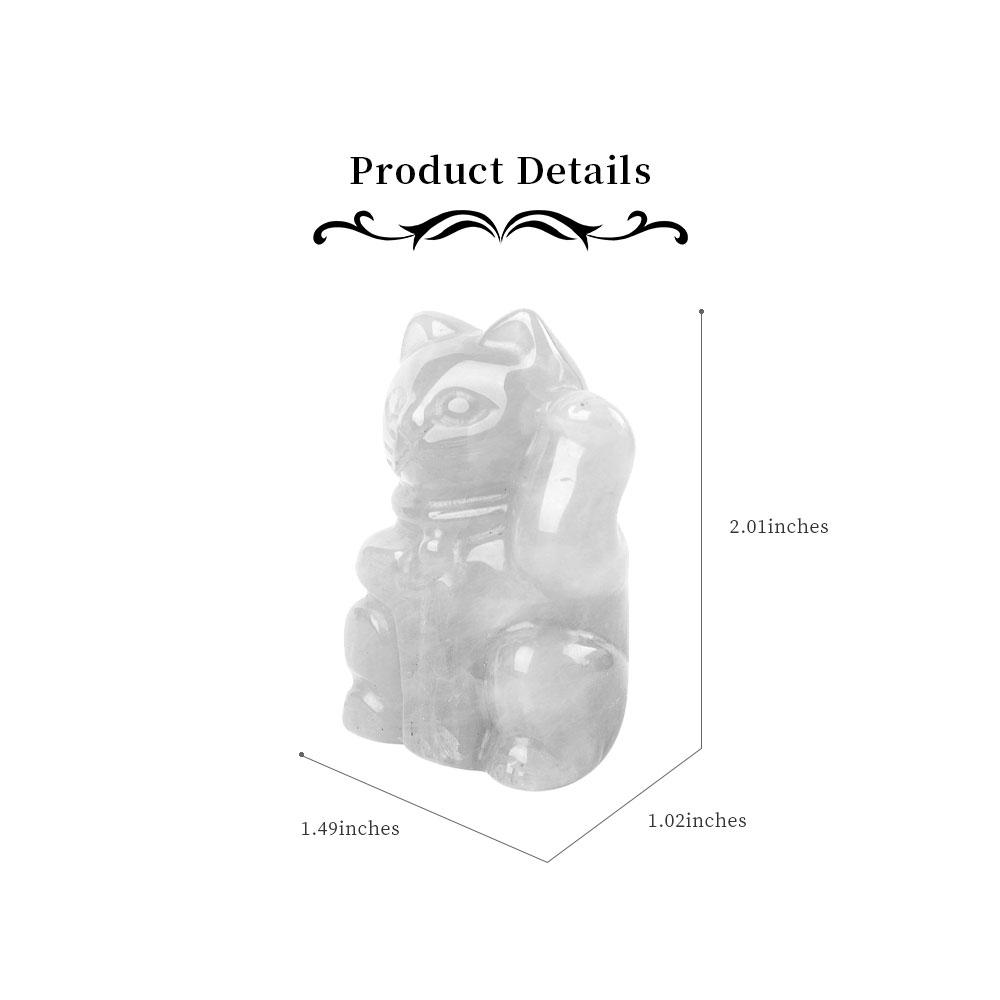 2" Clear Quartz Crystal Carving Lucky Cat Wholesale Crystals