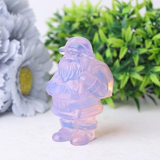 3" Pink Opalite Santa Claus Crystal Carvings for Christmas Wholesale Crystals