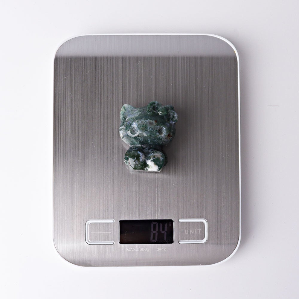 1.9" Moss Agate Hello Kitty Crystal Carvings Wholesale Crystals