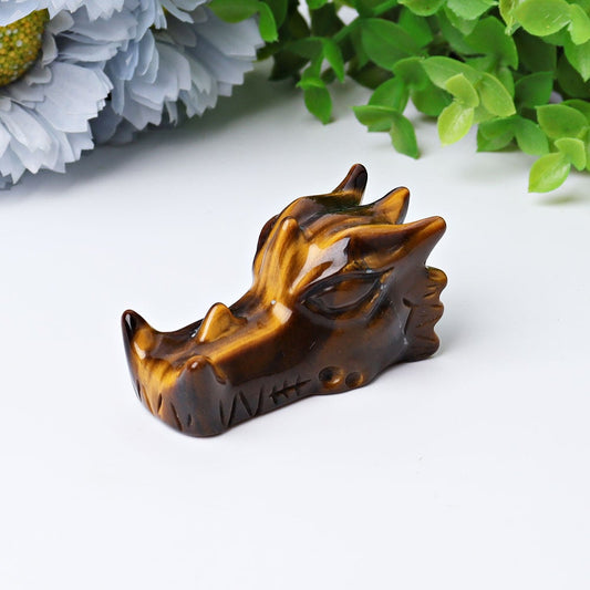2" Tiger's Eye Dragon Head Crystal Carvings Wholesale Crystals