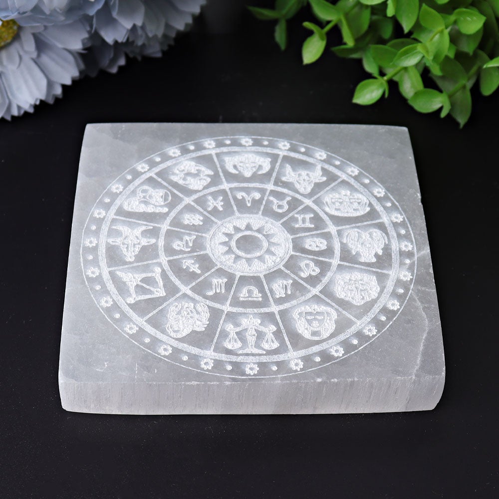 3.8" Square Selenite Coaster with Printing Wholesale Crystals