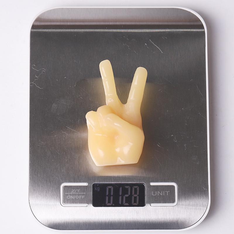 3" Yellow Jade Victory Hand Crystal Carvings Wholesale Crystals