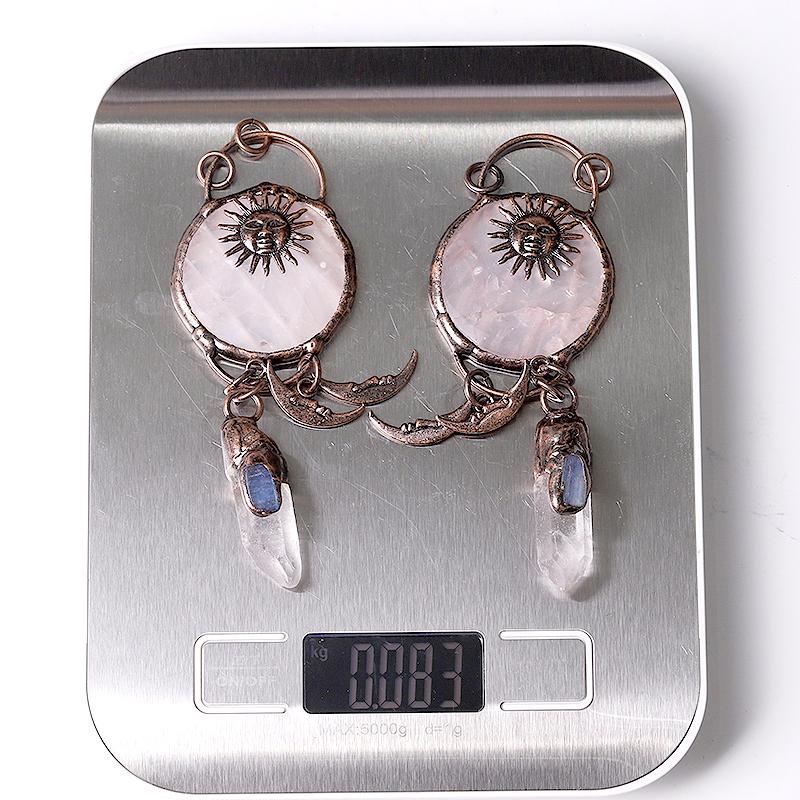 Rose Quartz with Clear Quartz Kyanite Pendant for Jewelry DIY Wholesale Crystals