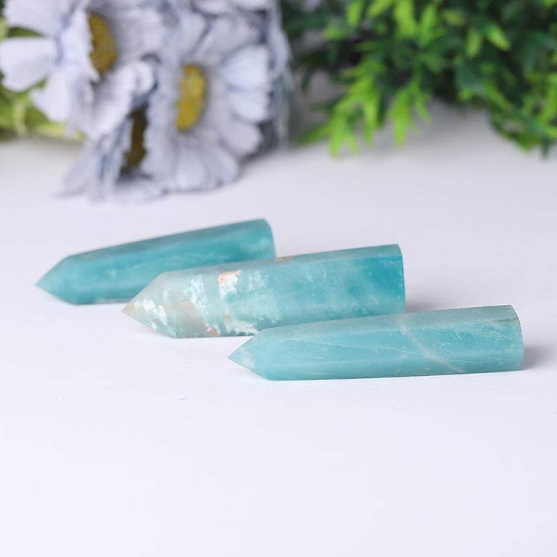 Natural High Quality Sky Blue Point Caribbean Calcite Tower for Healing Wholesale Crystals