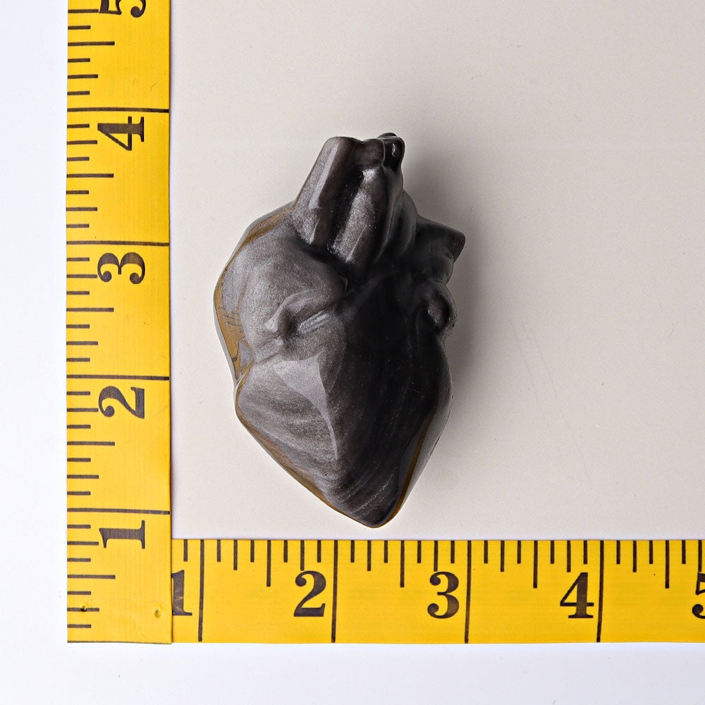 2.7" Silver Obsidian Heart Crystal Carvings Wholesale Crystals
