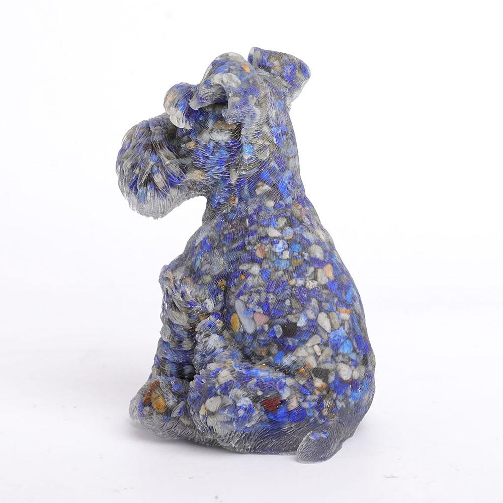 Lapis Gravel Resin Dog Figurines Schnauzer Wholesale Crystals