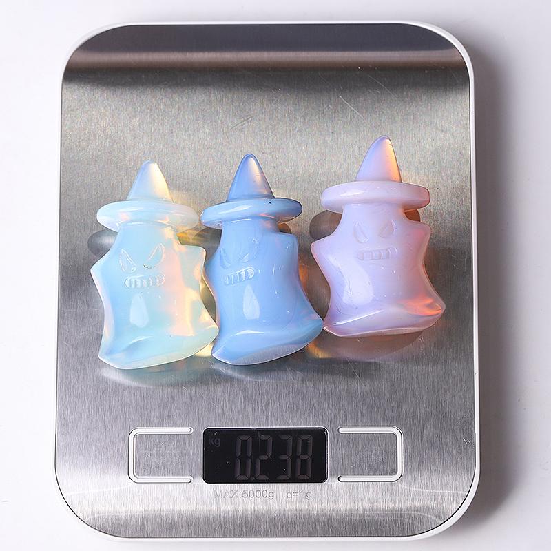 2.5" Blue Pink White Opalite Ghost Crystal Carvings for Halloween Wholesale Crystals