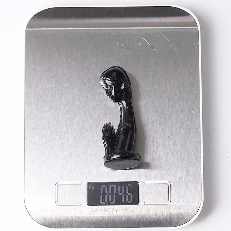 3" Black Obsidian Prayer Crystal Carvings Wholesale Crystals