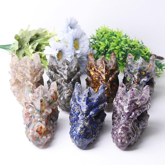 5.5" Large Resin Dragon Head Figurines Wholesale Crystals
