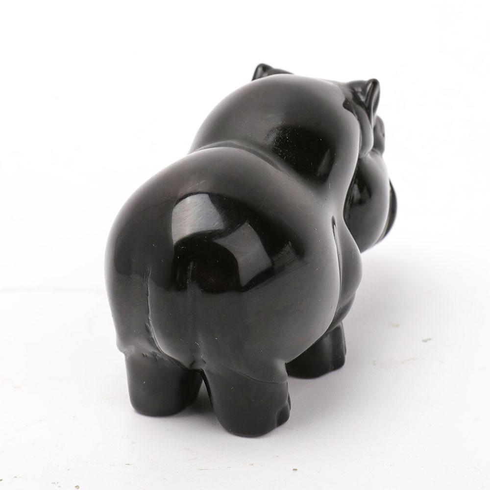 Black Obsidian Hippo Carvings Wholesale Crystals